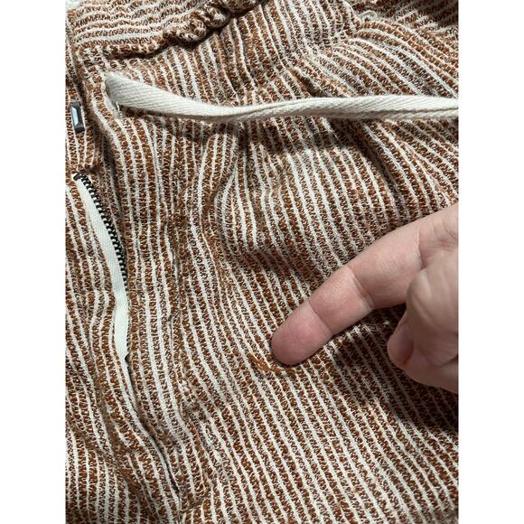 Free People Sunrise Crop Striped Jogger Pants Tie Waist Womens Sz 2 Orange Cream - Picture 11 of 14